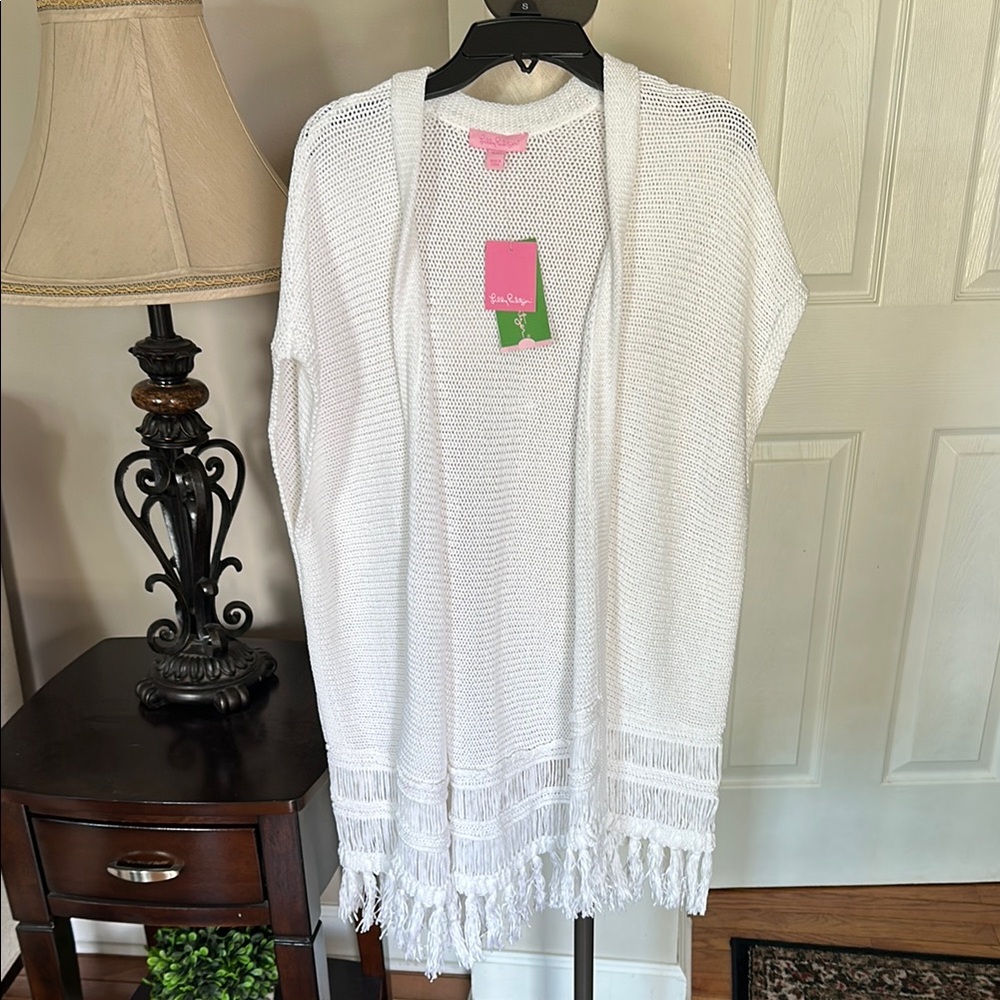 Lilly Pulitzer White Fringe Cardigan